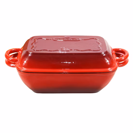 Cookwin Amazon Hot Sale Enamel Rectangular Cast Iron Baker with Double Use Lid as Grill Pan