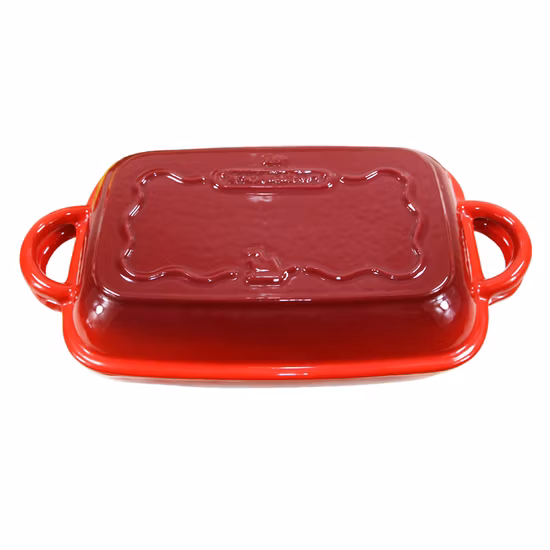 Cookwin Amazon Venta caliente panadero rectangular de hierro fundido esmaltado con tapa de doble uso como parrilla Pan