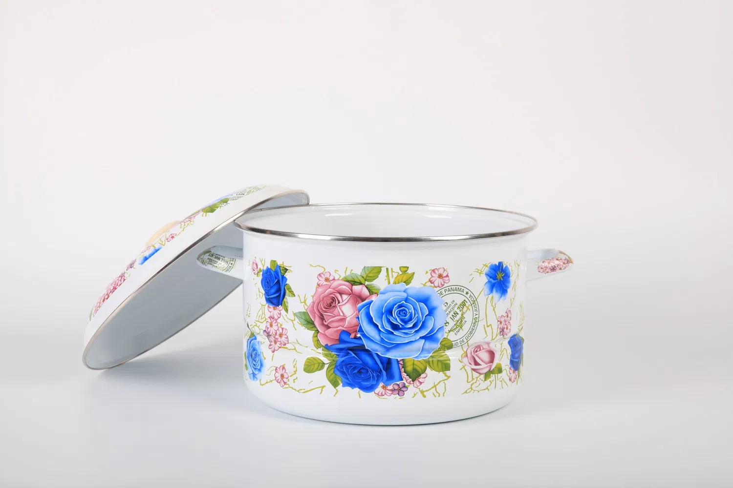 Cacerola de 1,5 L con tapa esmaltada y asa de acero al carbono de 0,5 mm