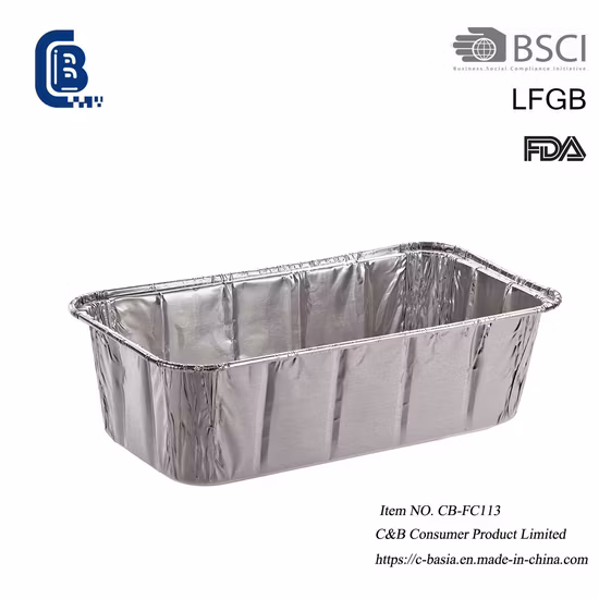 Envase disponible del acondicionamiento de los alimentos de la parrilla del papel de aluminio con la tapa plástica, envase de los productos horneados, cacerola 6